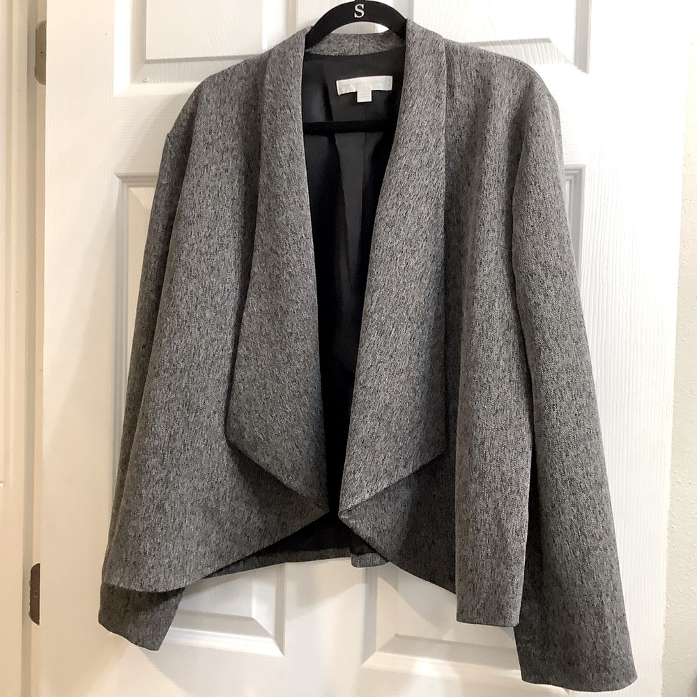 Grey Jacket short blazer/jacket with wide double lapels